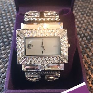 Authentic Jimmy Crystal Rhinestone Cuff Watch